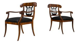 Antique German Biedermeier Armchairs in Walnut, 1800s, Set of 2