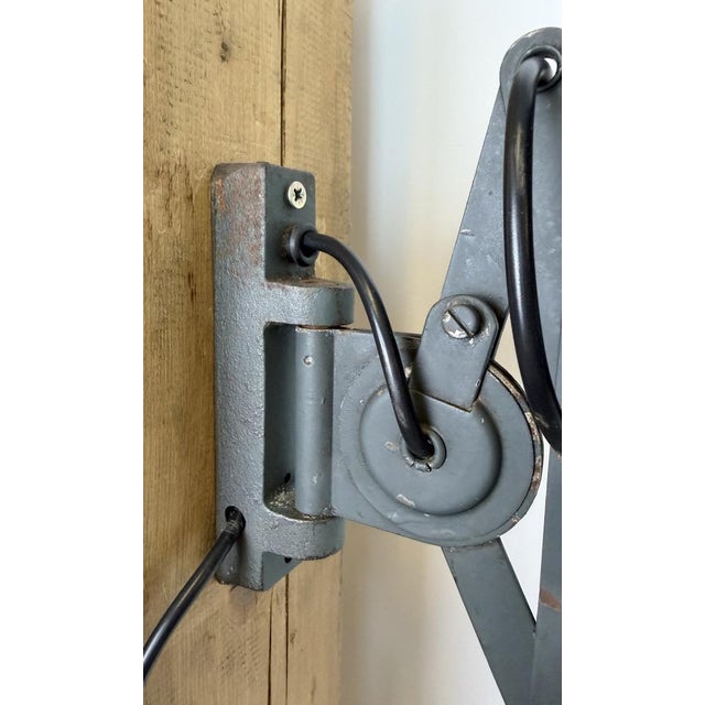 Industrial Black Enamel Scissor Wall Lamp, 1950s For Sale - Image 14 of 18