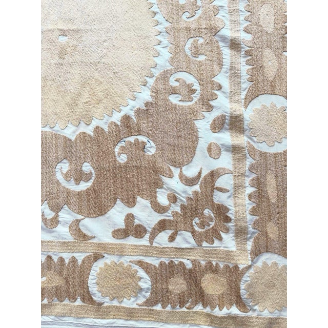 Mid-Century Modern Suzani Tribal Textile - Hand-Embroidered Embroidery For Sale - Image 3 of 8