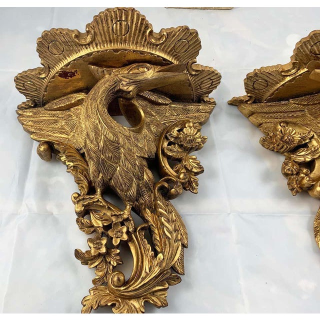 19th Century Carved Giltwood Wall Brackets, Set of 2 For Sale - Image 6 of 13