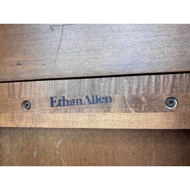 Vintage 1970s Ethan Allen Ok Solid Maple Draw-Leaf Dining Table For Sale - Image 10 of 12