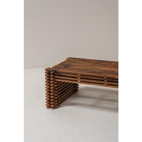 1970s Vintage Sculptural Wooden Slatted Coffee Table, 1970s For Sale - Image 5 of 10