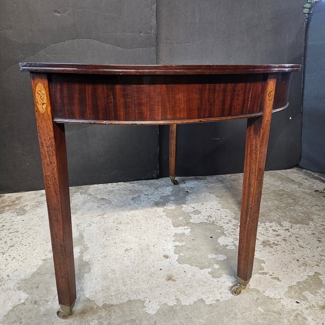Late 19th Century Mahogany Inlaid Georgian Demi-Lune Console Table For Sale - Image 12 of 17