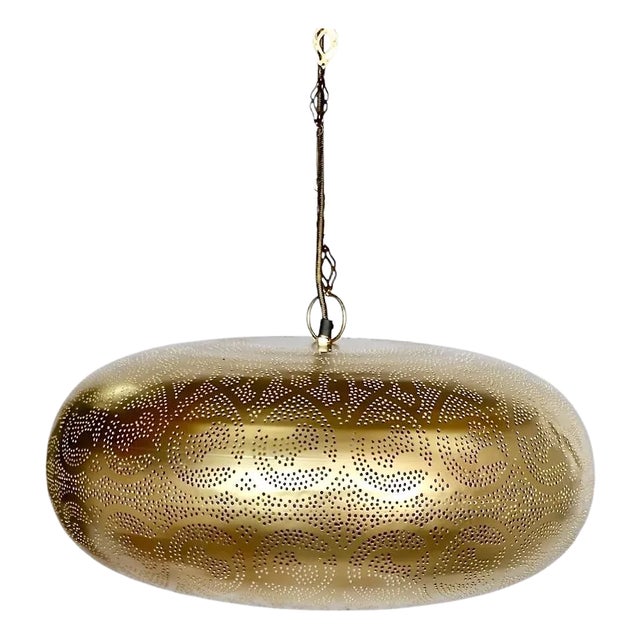 Handcrafted Brass Moroccan Pendant Light For Sale