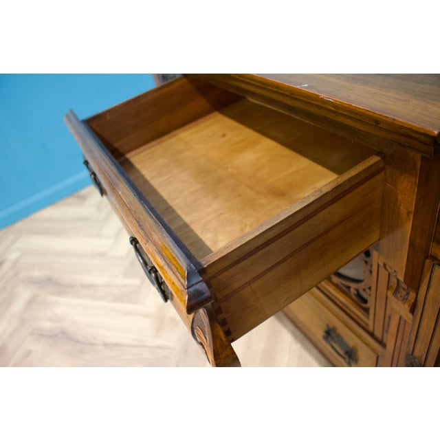 Brown Antique Art Nouveau Walnut Sideboard, 1900s For Sale - Image 8 of 11