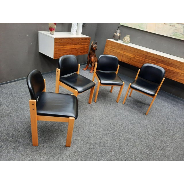 Mid-Century Beechwood and Leather Chairs from Wilde + Spieth, 1970s, Set of 4 For Sale - Image 6 of 15