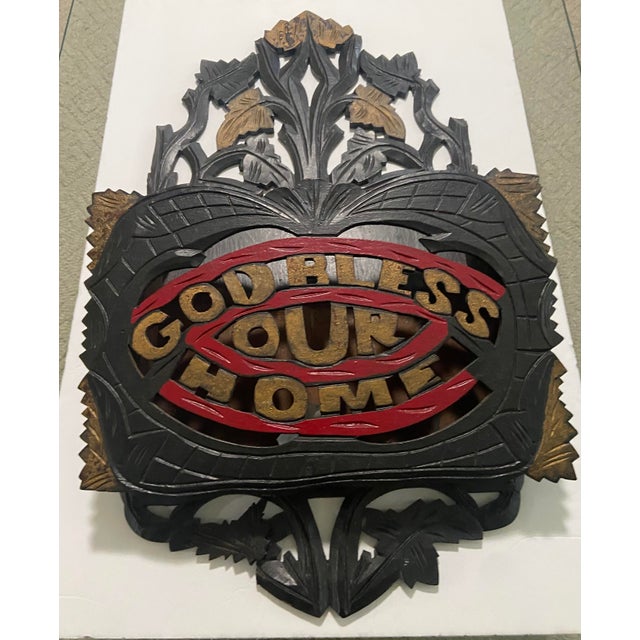 Wood 19th Century Folk Art Black Forest Wall Pocket Letter Plaque For Sale - Image 7 of 10