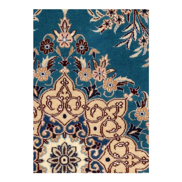 Traditional Pasargad DC Light Blue Handmade Silk & Wool Rug For Sale - Image 3 of 4