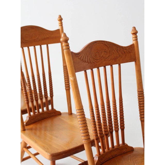 Antique Pressed Back Dining Chairs Set 4 For Sale - Image 9 of 13