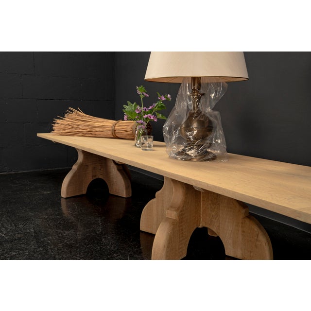 Brutalist Table Handcrafted Soaped Oak Bench, 1960s For Sale - Image 15 of 18