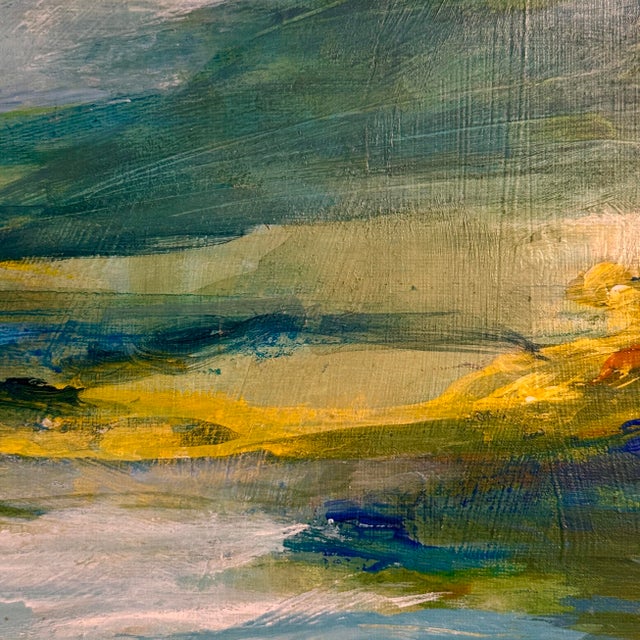2020s Modern Abstract Ocean Painting in Blues and Greens "Blue Sea Welcomed Me" For Sale - Image 5 of 5