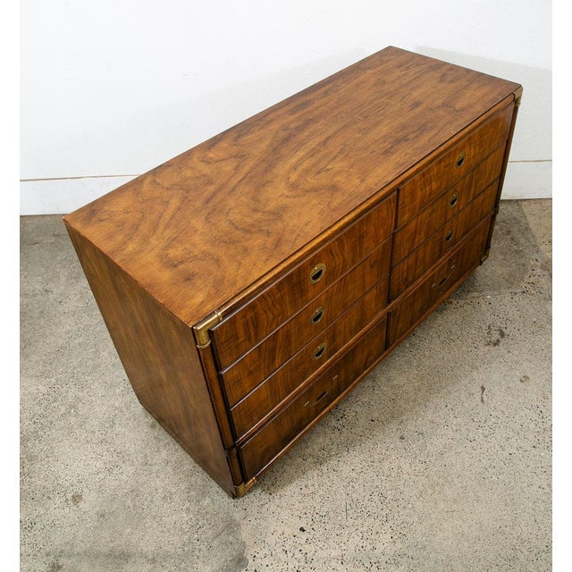 1960s Mid Century Modern Credenza Dresser Drexel 6 Drawer Brass Handles Accolade MCM For Sale - Image 9 of 12