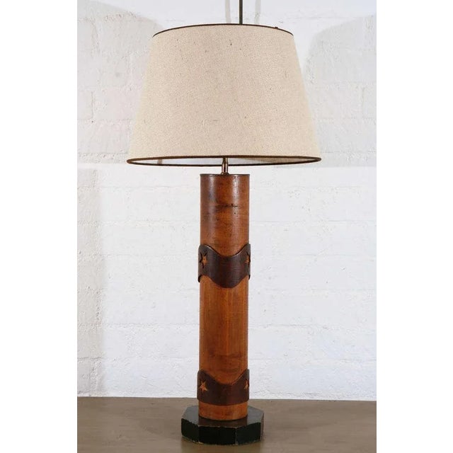 Wood Vintage Wallpaper Roller Lamp For Sale - Image 7 of 7