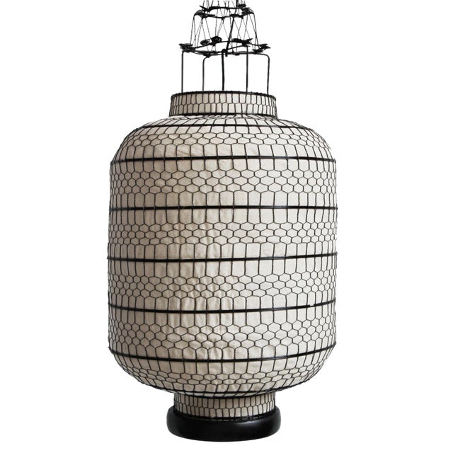 Vintage Cylinder Heibe Wire Asian Nautical Pendant Light Large For Sale