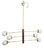 Mid-Century Brass Chandelier with 6 Opaline Spheres, Italy, 1960s For Sale