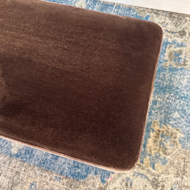 Athena Calderone for Crate & Barrel Rodin Brown Velvet Bench For Sale - Image 11 of 12
