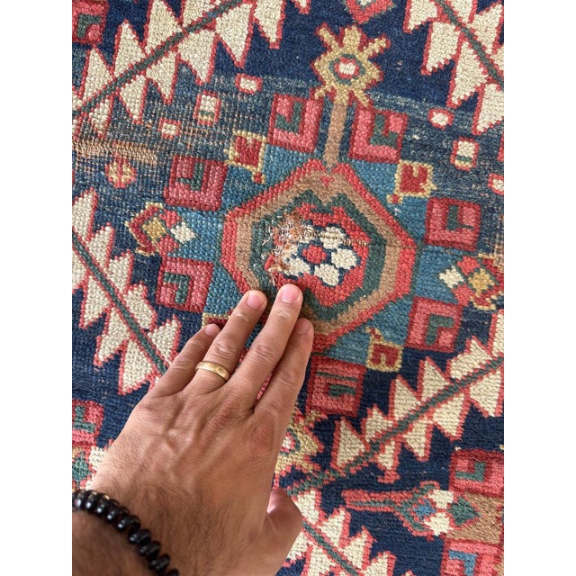 Blue 1920s Northwest Persian Runner Exotic Camel Border Rug 3 x 10.2 For Sale - Image 8 of 13