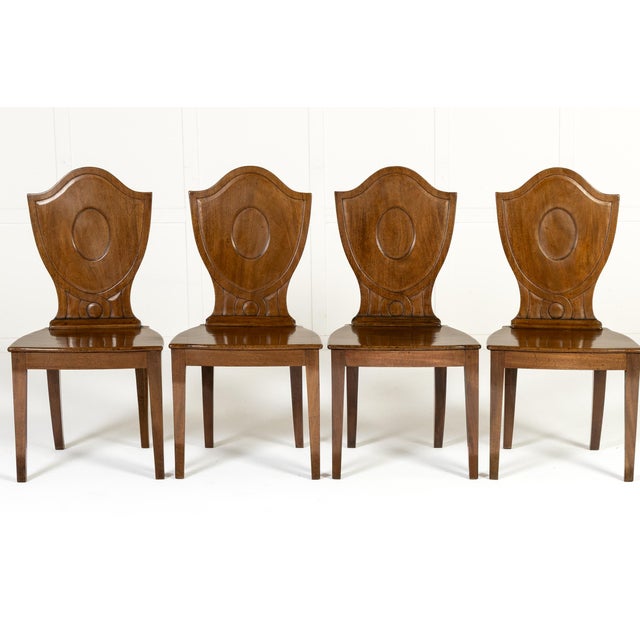 Brown 19th Century English Regency Mahogany Hall Chairs, Set of 4 For Sale - Image 8 of 10