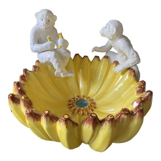 Chelsea House Italian Ceramic Monkey Banana Bowl For Sale