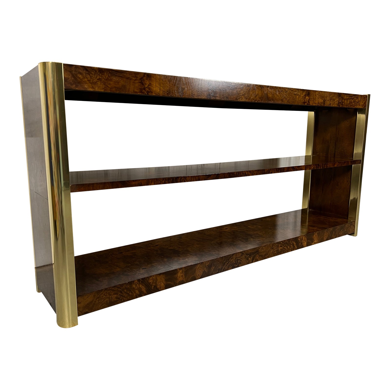 Mastercraft Style Burl & Brass Bookcase Chairish