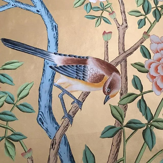 Ornamental & Decorative Materials Chinoiserie Hand Painted Wallpapers Mural Panel - 6 Panels For Sale - Image 7 of 10