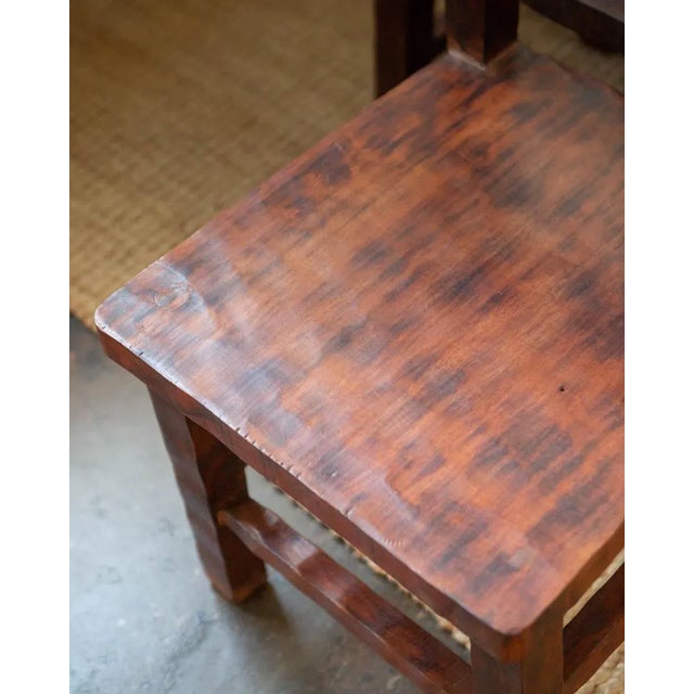 1980s Brazilian Leather and Wood Dining Set - Table and 6 Chairs For Sale - Image 9 of 18