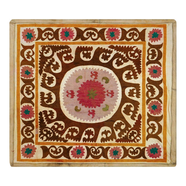 Suzani Tablecover – Brown Red Boho Textile For Sale