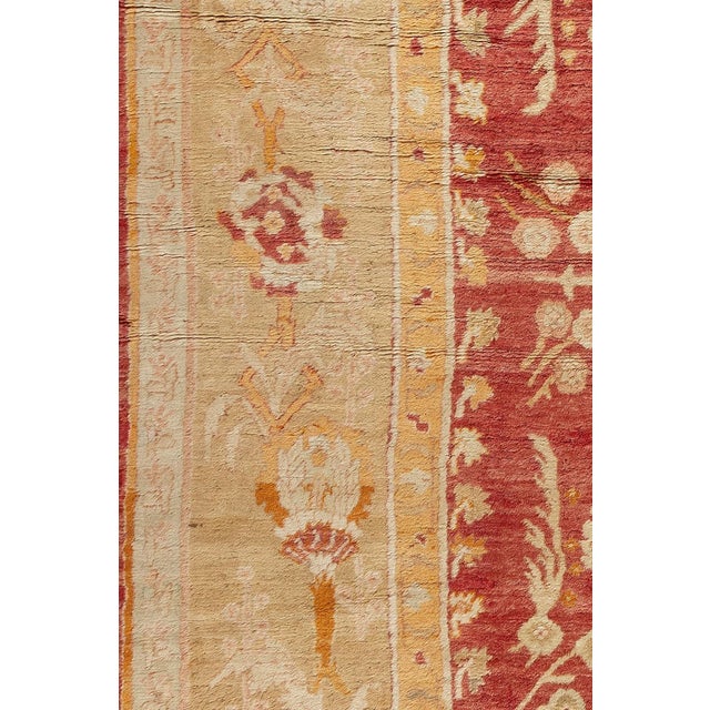 Zabihi Collection Red Angora Antique Oushak Rug For Sale - Image 9 of 12