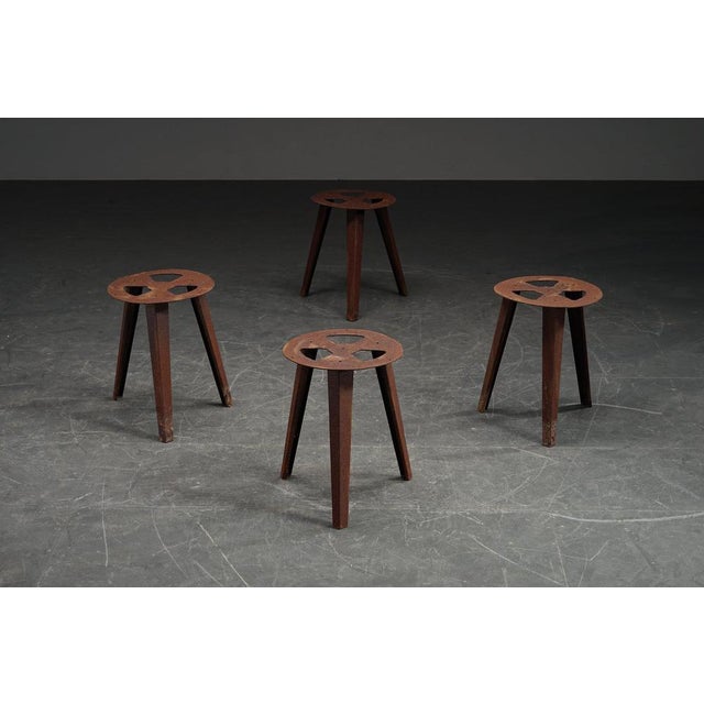Industrial Stool in Wood For Sale - Image 5 of 15