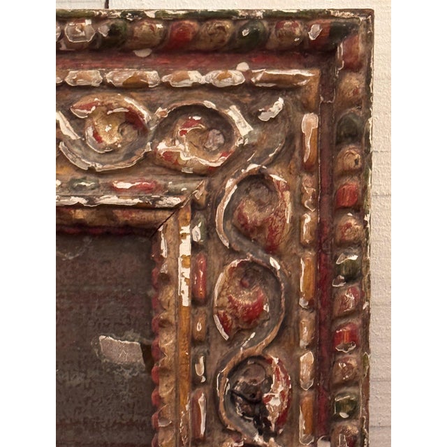 18th Century 18th Century Baroque Carved and Painted Mirror For Sale - Image 5 of 6