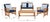 Transitional Rocklin 4-Piece Outdoor Set, Natural/Navy Cushion With Blue & White Mosaic Pillows For Sale - Image 3 of 9