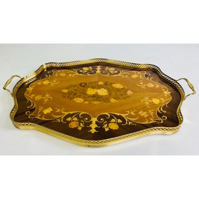 Mid 20th Century Italian Florentine Style Inlaid Galley Tray For Sale - Image 9 of 9