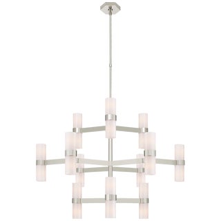 AERIN for Visual Comfort Signature Margita Medium Chandelier in Polished Nickel with White Glass For Sale