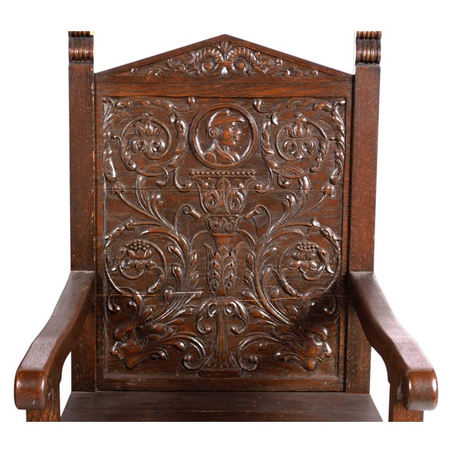 English Pair of Antique North European Carved Oak Wainscot Chairs - 19th Century - 26" X 23" X 43" For Sale - Image 3 of 7
