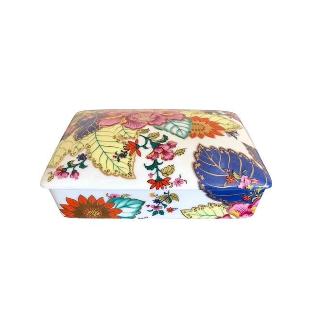 Chinoiserie Vintage Horchow Tobacco Leaf Playing Cards / Tabletop / Decorative Box For Sale - Image 3 of 7