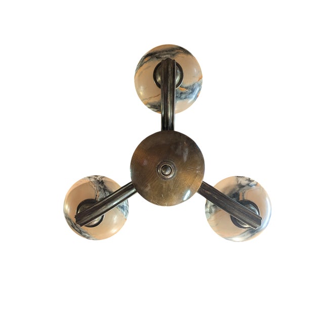 Brown Three-Arm Chandelier by Paavo Tynell for Taito Oy, 1940s For Sale - Image 8 of 11