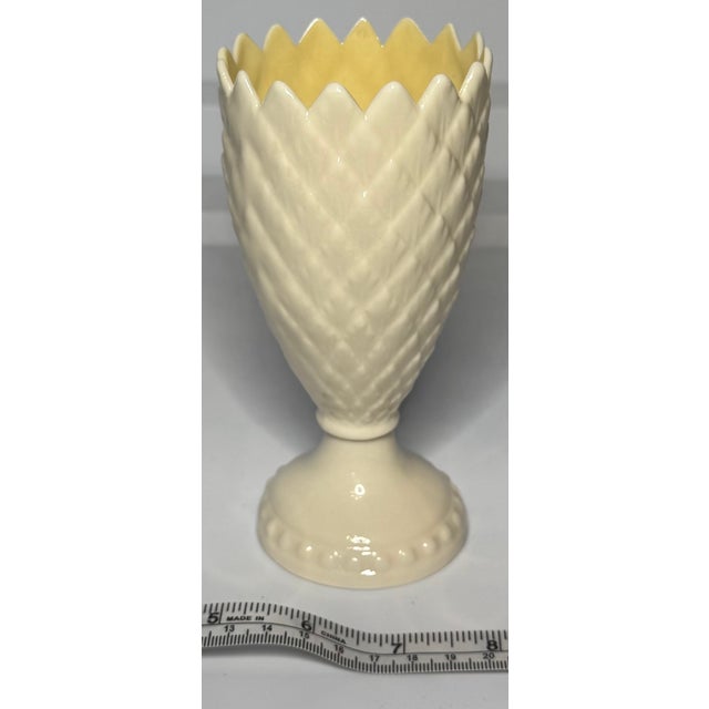 Ceramic Vintage Belleek Ireland Porcelain Pineapple Vase – Parian China, Cream Ivory, Footed For Sale - Image 7 of 8