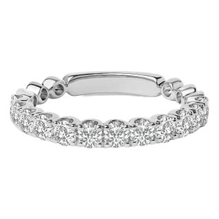 14K White Gold 1.00 Cttw Round Diamond Prong Set Wedding Band - Size 8 For Sale