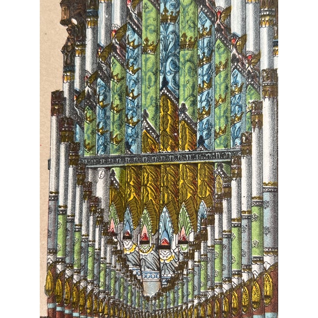 19th Century Antique Victorian Gothic Chancel Organ Chromolithograph by j.b. Waring, Gray & Davison, London For Sale - Image 5 of 6