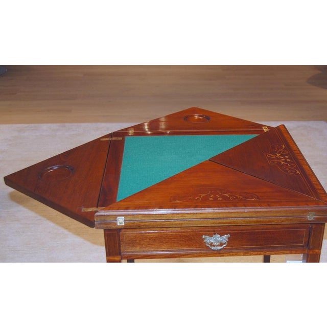 Antique Gaming Table in Mahogany, 1890s For Sale - Image 3 of 9