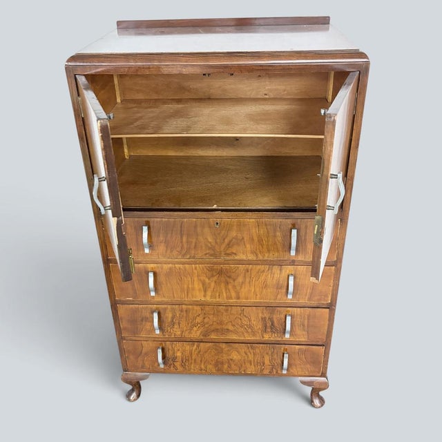Brown Art Deco Walnut Pantry Cabinet, 1930s For Sale - Image 8 of 9