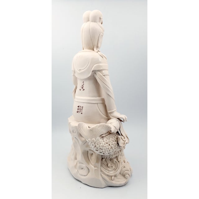 Ceramic Chinese DeHua Porcelain Seated Kuan Yin and Dragon Transfiguration For Sale - Image 7 of 12