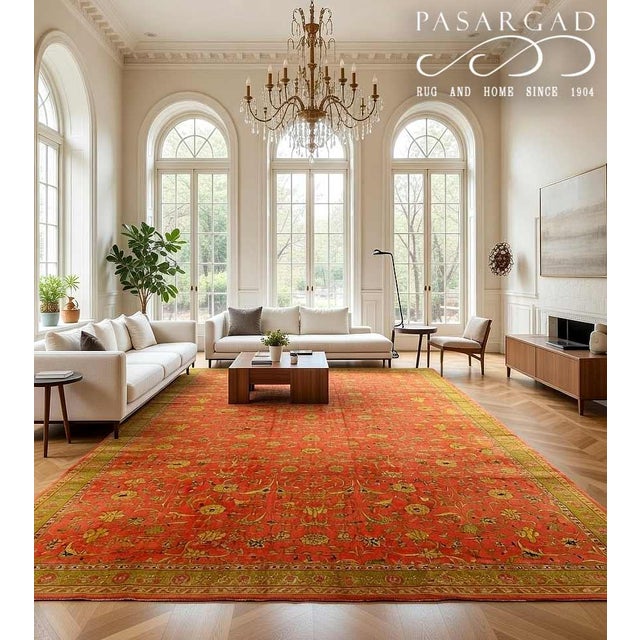 Textile Pasargad DC Fine Hand Knotted Antique Agra Rug For Sale - Image 7 of 7