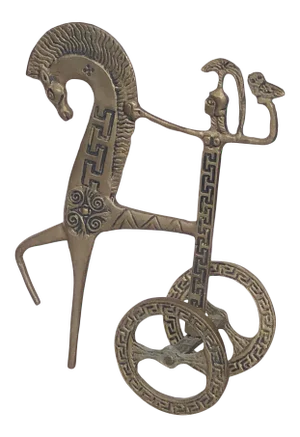1950s Mid Century Roman Etruscan Horse and Chariot Sculpture