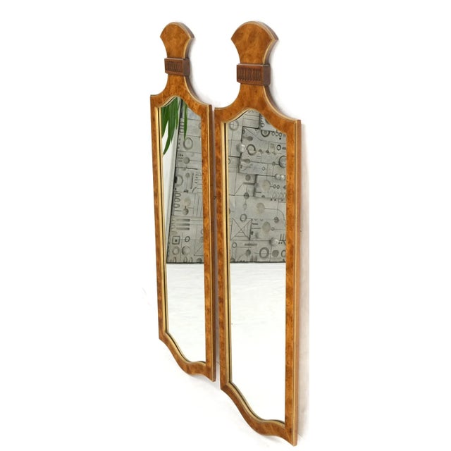 Pair of Decorative Figural Shape Burl Wall Mirrors Mid Century Modern For Sale - Image 10 of 13