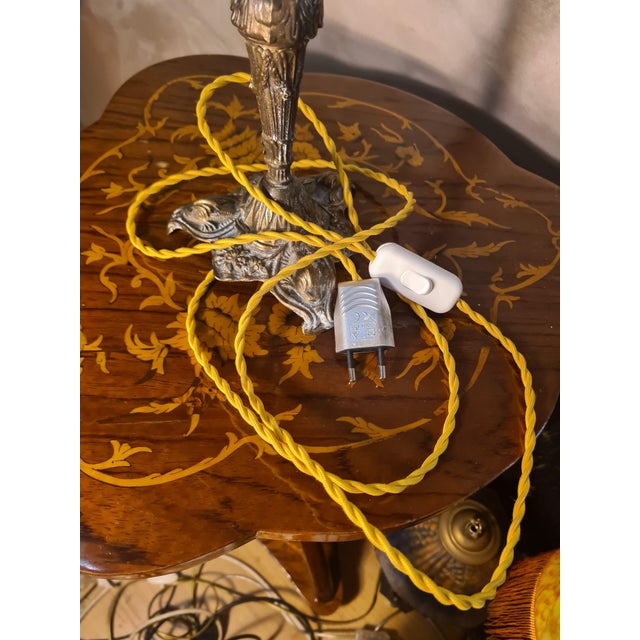 Metal Italian Brass Lamp with Tulip Shade, 1900s For Sale - Image 7 of 8