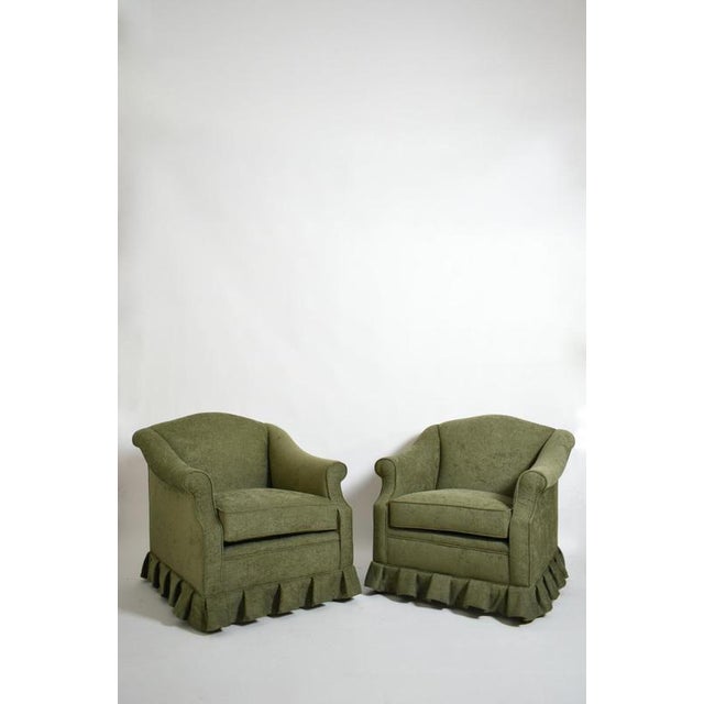 Green Fabric Fringe Lounge Chairs, 1940s, Set of 2 For Sale - Image 6 of 6
