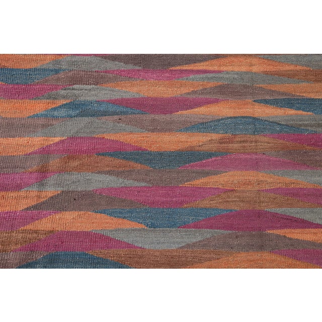 Colorful Modern Flatweave Kilim Room Size Wool Rug For Sale - Image 9 of 12