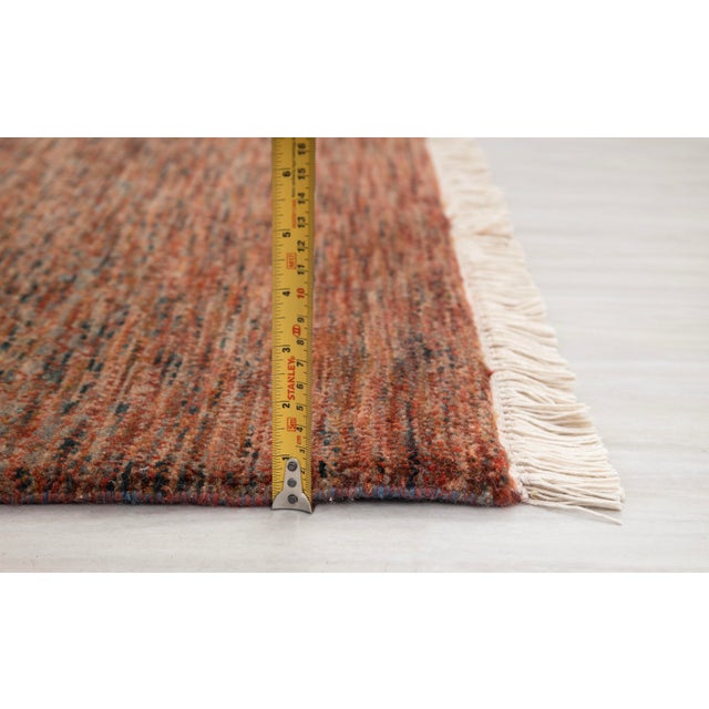 2.6' x 10' Savannah Hand Knotted Modern Red Rust Wool & Silk Rug For Sale - Image 14 of 18