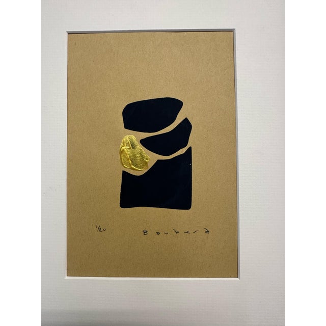 Contemporary Hand-Signed Limited Edition (1/20) Silkscreen by Richard Gene Barbera With Elegant Minimalist Design and Gold Leaf Accent. Contemporary Abstract Art. For Sale - Image 3 of 3